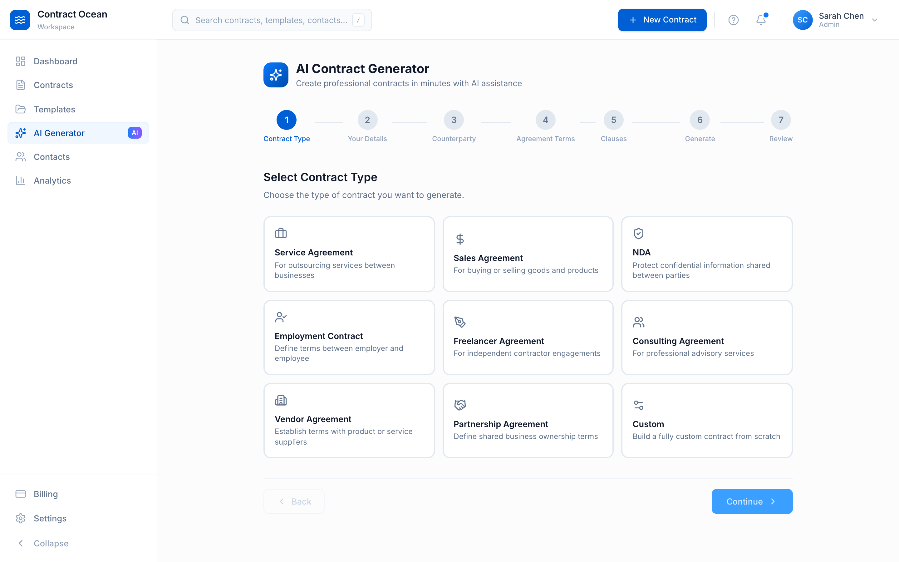 Contract Ocean AI Contract Generator